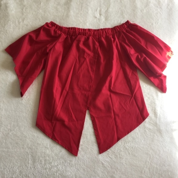 Red Off The Shoulder Blouse - Picture 6 of 8